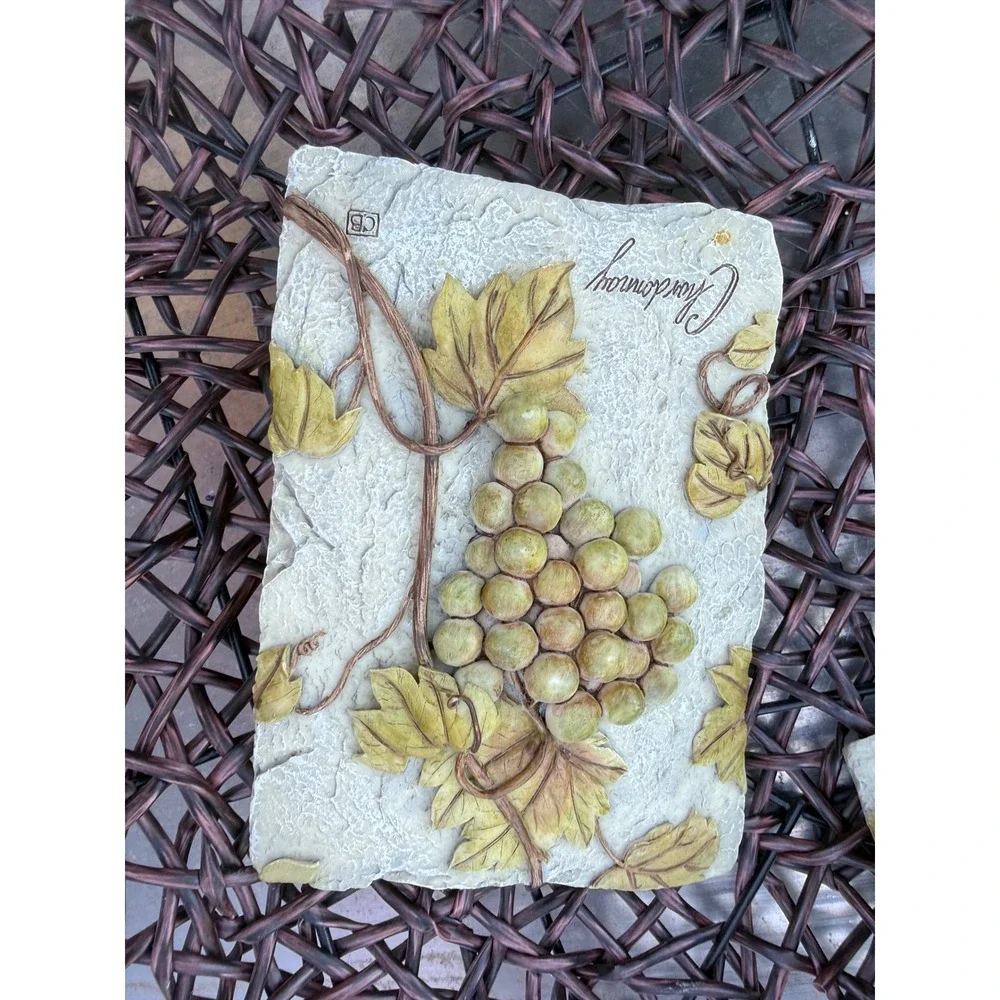 Vintage Cheri Blum 3D Wine Wall Plaques‎ Set of 3 Merlot Chardonnay Sauvignon
